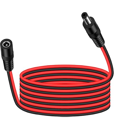 Cavo a trecce di alimentazione DC, DC 5,5 mm x 2,1 mm, cavo di alimentazione per la riparazione di telecamere di sicurezza CCTV, DVR, LED Strip Light ecc. (2 pezzi) (femminile