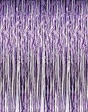 SUNBEAUTY Big 3ft x 8ft Fringe Foil Curtain Party Tinsel Backdrop Party Wedding Decoration (Purple)