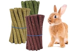 XUKZIMA 20 Pcs Timothy Hay Sticks Rabbit Toys Boredom Breaker Multiple Flavors of Rabbit Chew Toys Suitable for Small Animals to Chew Treats, A Toy for Rabbits Hamsters Gerbils and Guinea Pigs