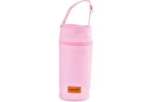 Bebesar® Porta biberones térmico e impermeable con clip para colgar- Funda isotérmica biberones - Bolsa térmica bebe para biberones (Estrellas Rosa)