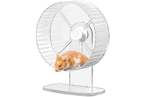 BORDEAG Rueda Silenciosa de 21 cm para Hámster, Rueda de Ejercicio para Hámster, Gerbils, Ratones y Mascotas Pequeñas (Transparente)