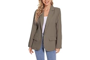 ZAHALA BATTERY Womens Causal Blazers Suit Open Front Long Sleeve Lapel Button Work Office Jackets Blazer with Pockets
