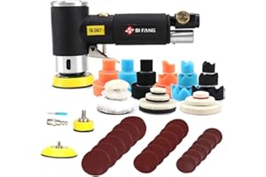 SI FANG 2'' 3'' Mini Orbital Air Sander DA Air Sander for Auto Body Work with 1" 2'' 3" Polishing Pads Sponge Waxing Buffing Kit