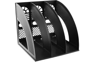 Desk File Organiser,SAYEEC Sturdy Desktop Triplicate Magazine Plastic Holders Frames File Dividers Document Cabinet Rack Display and Storage Organiser Box (Black)