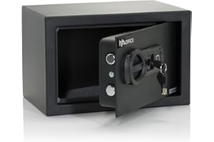 hjh OFFICE 830039 Caja de Seguridad para Huellas Dactilares Safe Compact II 8,5 L, Acero, Caja de Seguridad, 20x31x20cm, Negro