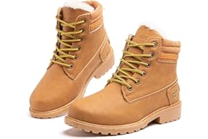 Hitmars Botte Femme Hiver Fourrure Bottines Neige Plates Snow Boots Chaudes Chaussures Montantes a Lacet Antidérapant Mode Noir Marron Gris Rose 36-43 EU