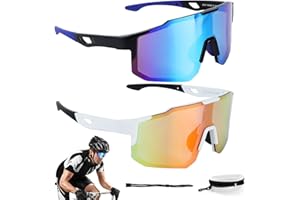 HEDMON Schnelle Brille 2er Set Fahrradbrille Herren Damen Sport Sonnenbrille Herren UV400 Schutz Winddicht Sonnenbrille Herren Sport für Radfahren, Motorradfahren, Bergsteigen, Outdoor-Aktivitäten
