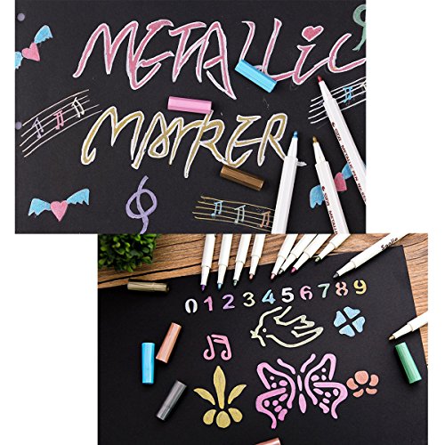 Audel Metallic Marker Pens, Satz von 10 Farben für Kartenherstellung DIY Fotoalbum Gebrauch auf irgendeiner Oberfläche-Papier Glas Kunststoff Keramik - 5