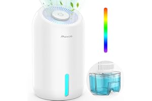 Maxcio Deshumidificateur d'Air, 860ML Deshumidificateurs la Maison, Arrêt Automatique et Lumière LED Colorée, Portable et Ultra Silencieux, Chambre, Bains, Armoire
