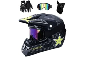EVGATAVAB Unisex Integrale Casco da Motocross, con Occhiali Guanti Maschera, Gioventù Bambini Fuoristrada Moto BMX MTB ATV Caschi, Discesa Quad Dirt Bike Enduro Casco, per Ragazzo e Ragazza
