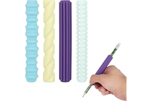 Fukaisu 4 Pcs Silicone Pencil Grips for Children, Sensory Gadget Fidget Gripper Handwriting Pen Sleeve Writing Extender Left Handed Toddler Aids for Kids & Adults Weighted Chunky (Macaroon Colors)