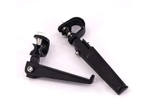 PONDWAY Motorcycle U-Clamp Folding Foot Pegs, Motorbike Foot Peg Clamps with Engine Guard Replacement for Harley Highway Engine Crash Bar, Universal 1" to 1-1/4" Clamp On Foot (Black)