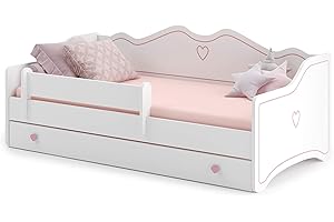 KOBI Cama Infantil Emma | Cama Blanca para habitación Infantil | 140x70CM | Cama Infantil con cajón | Al baño de Las niñas | (Emma/Sz/140/R)