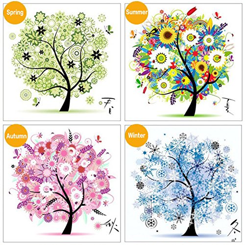 Jingxu 5D DIY Strass Bilder Kreuzstich Wandbilder Mit Diamant Stickerei Baum Muster Vier Saison 30*30cm für Haus Dekor - 2