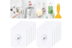 Aiuuee 10 Pcs Accroche Tableau Sans Percer, Crochet Adhesif Mural Tableau Accroche Cadre Sans Trou, Crochet Mural Transparent Étanche Imperméables Fixation Murale Sans Percer