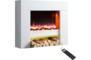 ENDEAVOUR FIRES AND FIREPLACES Endeavour Fires Staxton 39" Electric Fireplace Suite, Off-White Surround with Realistic Flame Effect Fire, 1 & /2kW Eco Heater, 7-Day Programmable Remote Control
