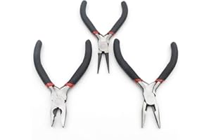 Rowiz 3-teiliges Präzisionszangen-Set, Schmuckzangen, Werkzeuge mit 12,7 cm Rundzange, 12,7 cm Spitzzange (mit Zähnen), 11,4 cm Drahtschneider, Zange für DIY-Schmuckherstellung