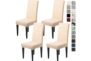 Dioxide Coprisedie con Schienale Elastico 4 Pezzi,Copri Sedia da Cucina Tessuto Leggero e Confortevole,Universali Coprisedia Elasticizzati, Moderno Fodera Sedia per Soggiorno,Cucina,Casa (Giallo)