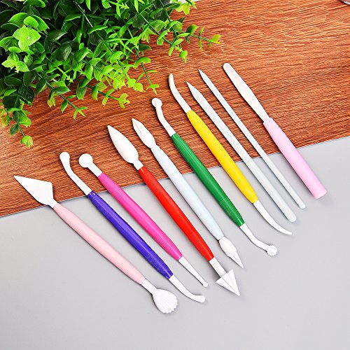 Outus 10 Stück Kunststoff Keramik ToolsTöpferei Werkzeug Ton Skulptur Carving für Formgebung und Sculpting (Verschiedene Farben) - 6