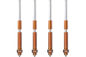 Kit de buses en alliage de cuivre intégré pour imprimante 3D hysiprui - comprend 2 buses en laiton de 0,4 mm + 1 buse en laiton de 0,6 mm / 0,8 mm et gorge pour k1c / Ender - 3 v3 / Ender - 3 V3 plus