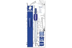 Staedtler Noris 550 - Compasso Scuola Media Elementare e Superiore, Include Tubetto per Mine, Con una spilla da balia ottusa, Lunghezza 124 mm, Diametro massimo del cerchio di disegno: 300 mm