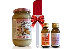 NARAMAKI Trigo Cocido para Pastiera Napolitana 580gr + Sabor Millefiori 60cc + Sabor Azahar 60cc + Gratis Espátula de Silicona - Pack Idea Regalo Pascua 2025