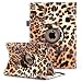 Produktbild iPad Air 2 Hülle, RC iPad Air 2 / iPad 6 360 drehende Tierdruck Smart Hülle PU Leder Abdeckung Gehäusedeckel für Apple iPad Air 2 Sleep / Wake (Goldbraun Leopard)