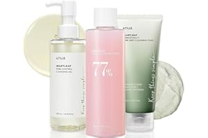 PREVENTLY Heartleaf Pore Controlling Cleansing Oil 200 ml Heartleaf Quercetinol Pore Deep Ceanseing Foam 150 ml, Facial Cleanser, Daily Blackhead Removal