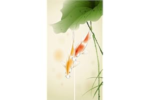 LIGICKY Chinese Style Japanese Noren Doorway Curtain Linen Traditional Round Windows Leaves Printed Asian Window Treatment Hanging Door Tapestry for Privacy Sushi Kitchen Home Decoration 85 x 150 cm