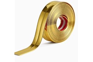 ZAYEJOD Cornière PVC,1.5x1.5cm Revêtements d'angle Autocollant Plinthe Souple Protection d'angle Bordure d’angle de Mur Bande Décorative pour Plans de Travail,Carrelage, Coin de Mur,Meubles,Or 5M