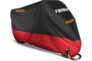 Favoto Updated Version Motorbike Cover 210D Waterproof Motorcycle Cover XXXL UV Scratch Bird Droppings Heat-Resistant Outdoor Protection with 2 Windproof Buckles 104 x 41 x 50 inch