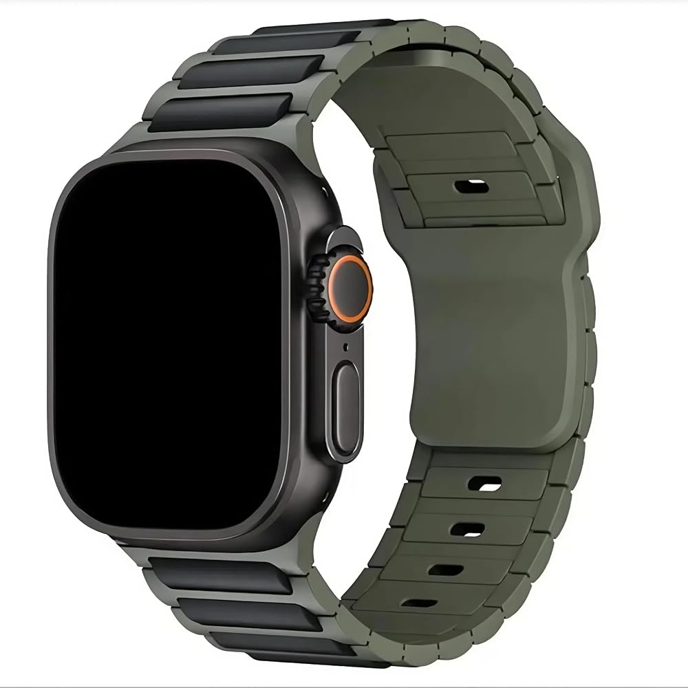 Apple Watch 11 10 9 8 7 6 SE Ultra Uyumlu 42 44 45 46 49mm Çift Renk Bakla Desen Hibrit Silikon Kordon