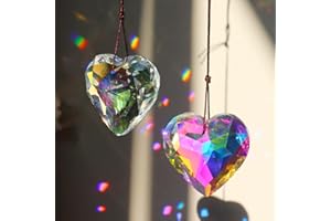 TIANHOO Kryształowy łapacz słońca, 2 szt., kryształowy wisiorek w sercu, kryształowy wiszący pryzmat, tęczowy pryzmat kryształowy do okna biura, domu, dekoracja ogrodowa