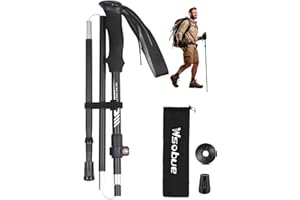Wsobue Walking Poles-Hiking Trekking Poles With Antishock and Quick Lock System, Telescopic, Collapsible, Ultralight Foldable Hiking Walking Sticks for Seniors Women Men