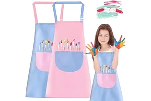 NHYDZSZ 2 Niños Artista Delantales,Delantal Cocina Niña Niño Delantales Infantiles Impermeables,Delantales de arte para niños Ajustable Delantal Infantil,para Pintura Artística Cocinar Hornear