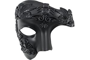 Oidea Masquerade Mask for Men: Retro Phantom Of The Opera Mask Vintage One Eyed Half Face Roman Warrior Masks Prom Costume Mardi Gras Carnival Venetian Masks