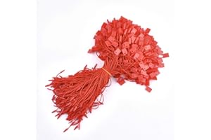 Perlin - 275 etiquetas para colgar etiquetas de color rojo, cordón de nailon con cierre de pin, 17,8 cm para etiquetas, ropa, joyas, equipaje y para productos de seguridad DEK103