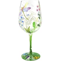 NymphFable Weingläser Bunt Libellen Blumen Rotweingläser 15 oz Neuheit Geschenk für Geburtstage, Hochzeiten, Valentinstag Küche, Haushalt & Wohnen