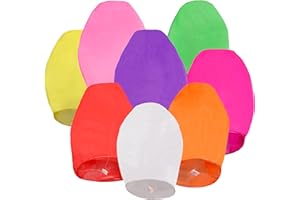 MATISSA 9 Pack Multicolour Sky Lanterns Handmade Chinese Paper Lanterns for Birthday, Wedding, Christmas, New Year Parties Festivals, Biodegradable fire Resistance