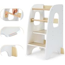 Tour D'apprentissage Montessori En Bois - 3 Hauteurs Réglables, Stable, Pour Enfant Dès 18 Mois (Noir Chêne)