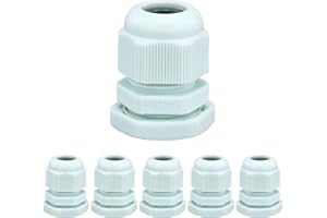 AMANDELIZABE Lot de 6 presse-étoupes M20 étanches - Entrée de câble - Gris - Presse-étoupes réglables - Pour extérieur et jardin