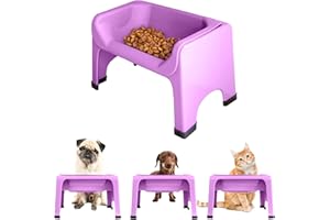 The Fluff Trough Elevated Dog and Cat Bowl Feeding System with Silicone Bowl for Small to Medium Pets - Vet Approved, Food Safe, Non-Toxic, Dishwasher Safe, Perfect for Flat-Faced Pets, Purple