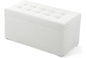 MG Design Polsterhocker 45 x 90 cm Weiß mit Stauraum (ca. 100 L), bis 300 kg belastbar, ohne Montage & leicht zu reinigen, angenehm matt mit feiner Struktur – für Wohnzimmer, Schlafzimmer & Flur