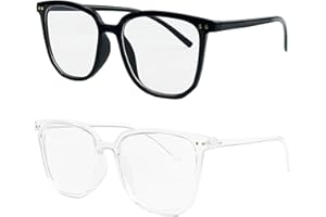 Mesybveo 2 Pacco Occhiali da Lettura, Filtro Anti Luce Blu, per Computer Anti-Fatica, con Telaio Grande, Occhiali da Riposo con Visione Chiara, Leggero, per Donna, Uomo