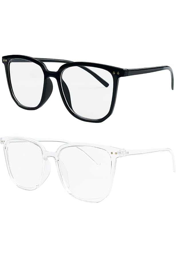 Lunettes Anti Lumière Bleue Femme - Monture Carrée Surdimensionnée, Verres Sans Correction, Anti-fatigue - 8
