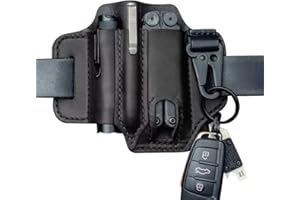 LICHENGTAI Multitool Leather Sheath EDC Pocket Organizer, Fodero in Pelle Multitool, Fodero in Pelle Multitool edc Pocket Organizer Custodia da Cintura Penna Tattica Custodia per Torcia Esterna, Nero
