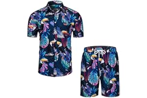 AOTORR Mens Hawaiian Tracksuit Short Sleeve Floral Set Summer Outfit Beach Jogging Sweatsuit Casual Suits for Men