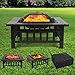 FEMOR 3 in 1 Feuerstelle mit Grillrost 81x81x45cm BBQ / Ice Schal / Outdoor Fire Pit, FS002 Garten Feuerschale Quadratisch Metall Feuerkorb mit wasserdichter Schutzhülle (Feuerstelle)