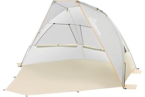 WolfWise Tenda da Spiaggia Portatile per 2-3 Persone UPF 50+ Tenda Parasole a con Pavimento Estensibile, Beige