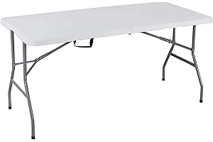 MILANI HOME MilaniHome.it - Tavolo Pieghevole da Catering, Giardino Bianco Perfetto Come Tavolo da Campeggio, da Buffet, da Cucina Tavolino Esterni Richiudibile, Cm 150x70x74 Cmdi coloreBianco